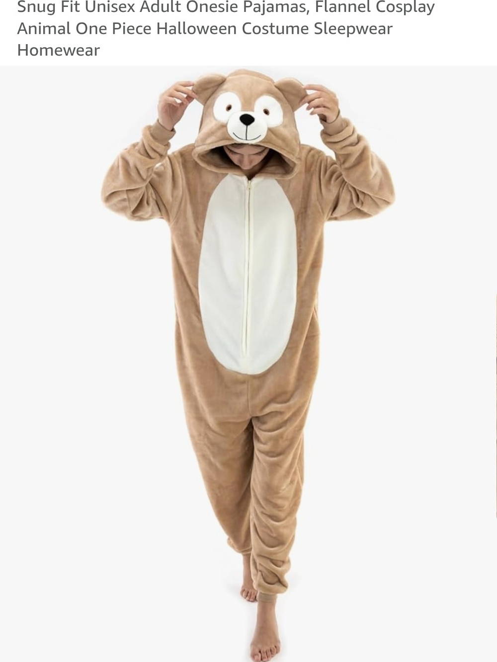COSUKET Bear Onesie Pajamas with Hood - Tan and Cream